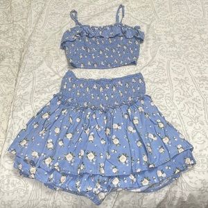 MATCHING SET: Hollister 2-Piece Smocked Floral Top/Skort Set